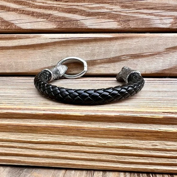 Python Braided Leather Rope Cuff! NEW! - Picture 7 of 16